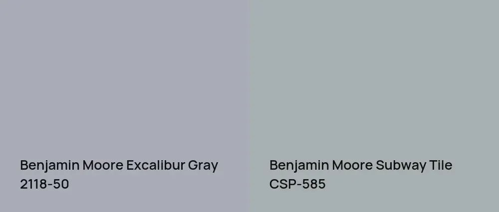 Benjamin Moore Excalibur Gray 2118-50 vs Benjamin Moore Subway Tile CSP-585