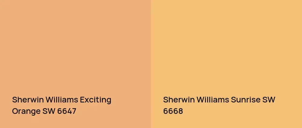 Sherwin Williams Exciting Orange SW 6647 vs Sherwin Williams Sunrise SW 6668