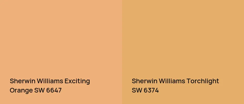 Sherwin Williams Exciting Orange SW 6647 vs Sherwin Williams Torchlight SW 6374