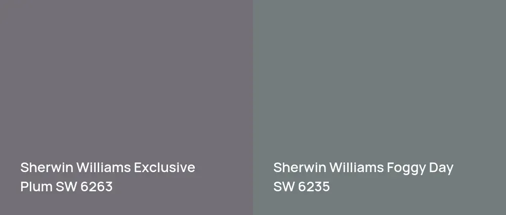 Sherwin Williams Exclusive Plum SW 6263 vs Sherwin Williams Foggy Day SW 6235