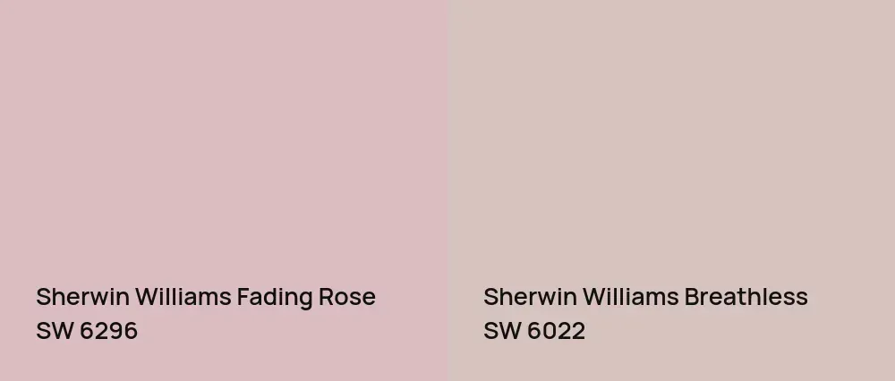 Sherwin Williams Fading Rose SW 6296 vs Sherwin Williams Breathless SW 6022
