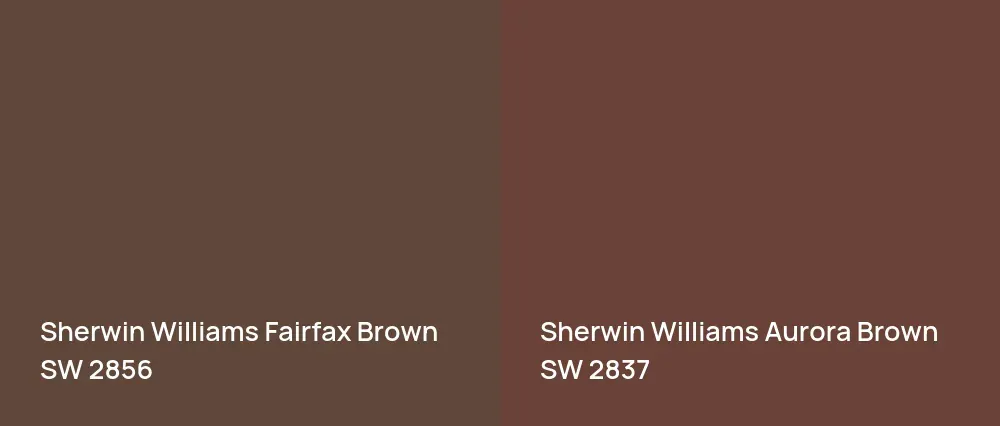 Sherwin Williams Fairfax Brown SW 2856 vs Sherwin Williams Aurora Brown SW 2837