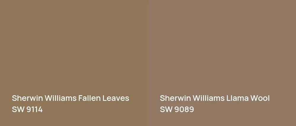 Sherwin Williams Fallen Leaves SW 9114 vs Sherwin Williams Llama Wool SW 9089