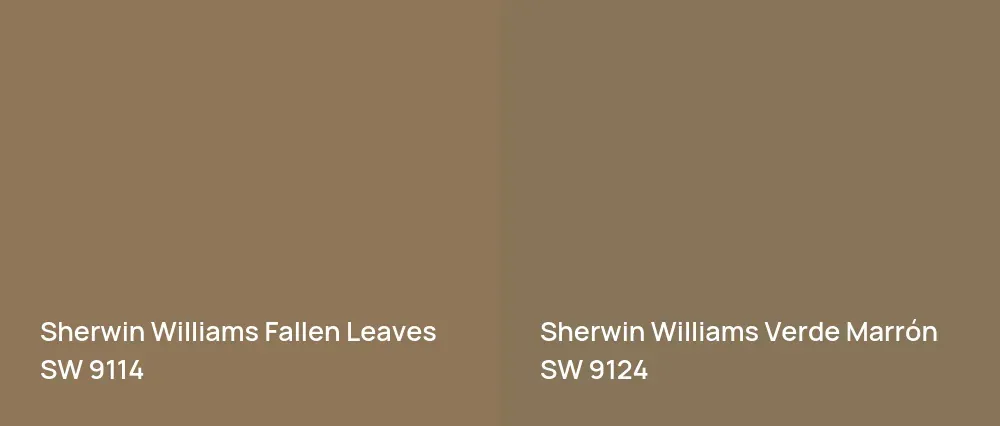 Sherwin Williams Fallen Leaves SW 9114 vs Sherwin Williams Verde Marrón SW 9124