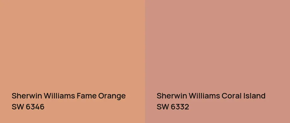 Sherwin Williams Fame Orange SW 6346 vs Sherwin Williams Coral Island SW 6332