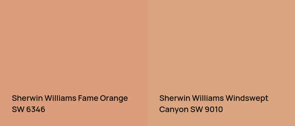 Sherwin Williams Fame Orange SW 6346 vs Sherwin Williams Windswept Canyon SW 9010