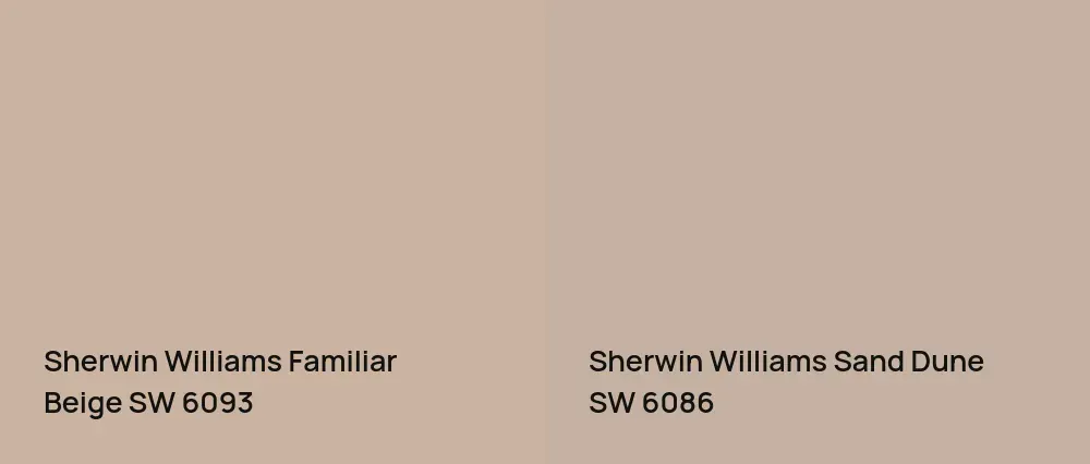 Sherwin Williams Familiar Beige SW 6093 vs Sherwin Williams Sand Dune SW 6086