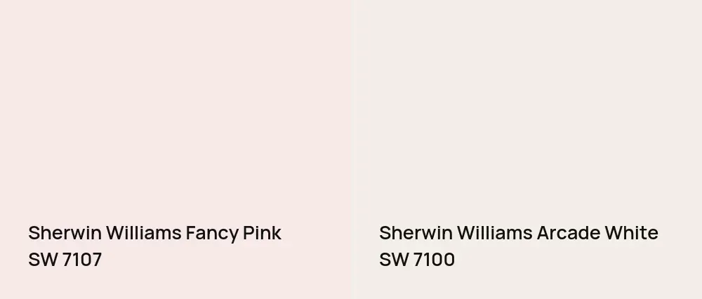 Sherwin Williams Fancy Pink SW 7107 vs Sherwin Williams Arcade White SW 7100