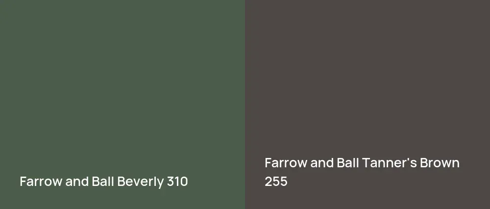 Farrow and Ball Beverly 310 vs Farrow and Ball Tanner's Brown 255