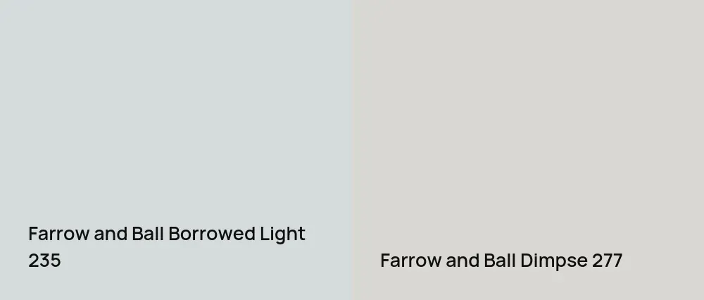 Farrow and Ball Borrowed Light 235 vs Farrow and Ball Dimpse 277