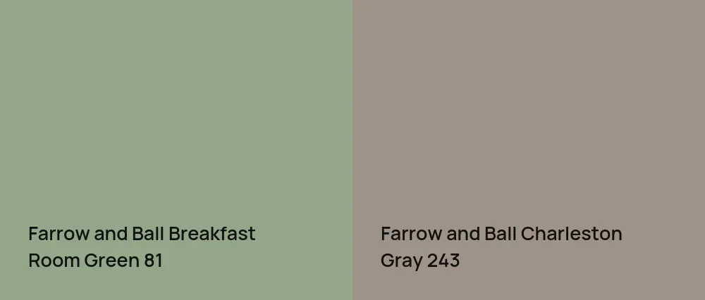 Farrow and Ball Breakfast Room Green 81 vs Farrow and Ball Charleston Gray 243