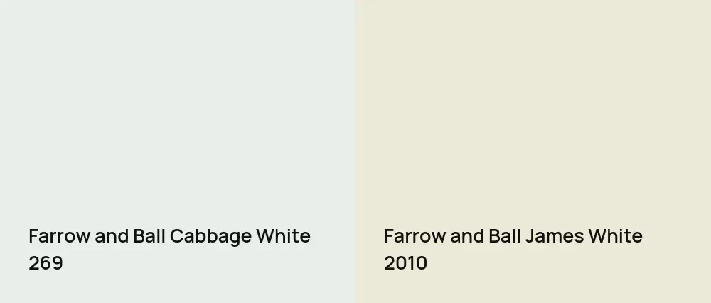 Farrow and Ball Cabbage White 269 vs Farrow and Ball James White 2010