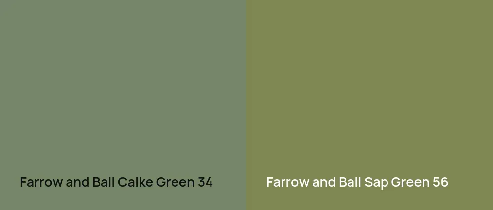 Farrow and Ball Calke Green 34 vs Farrow and Ball Sap Green 56