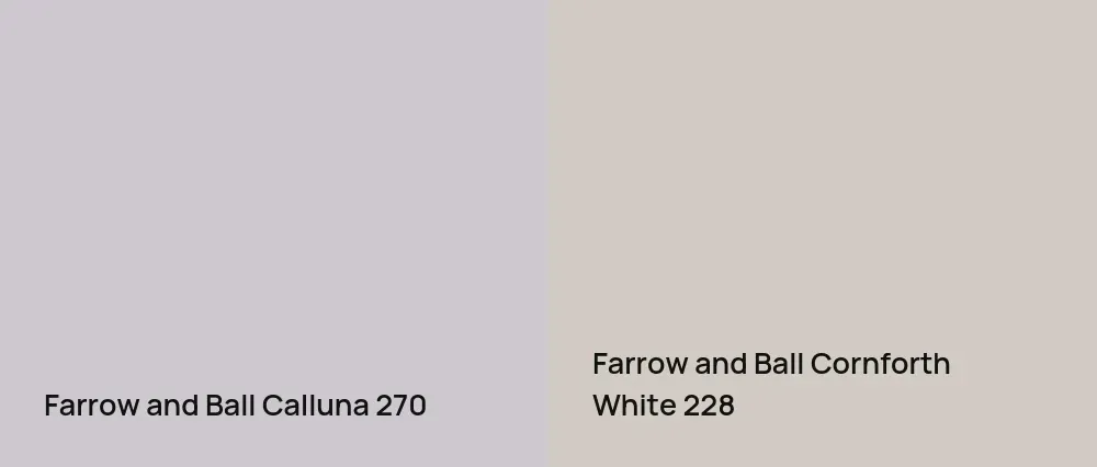 Farrow and Ball Calluna 270 vs Farrow and Ball Cornforth White 228