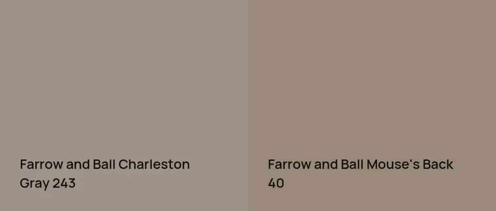 Farrow and Ball Charleston Gray 243 vs Farrow and Ball Mouse's Back 40