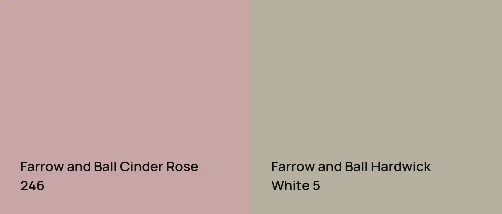 Farrow and Ball Cinder Rose 246 vs Farrow and Ball Hardwick White 5