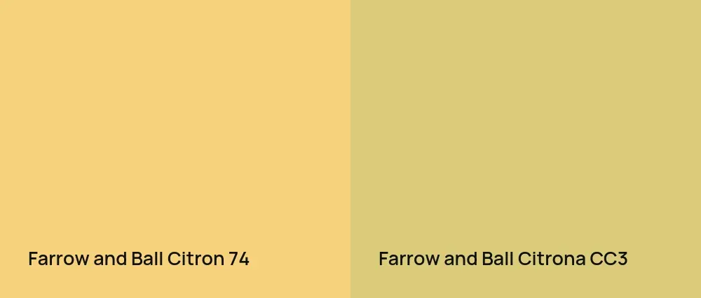 Farrow and Ball Citron 74 vs Farrow and Ball Citrona CC3