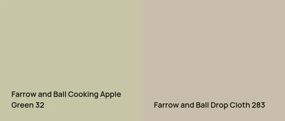 Farrow and Ball Cooking Apple Green 32 vs Farrow and Ball Drop Cloth 283