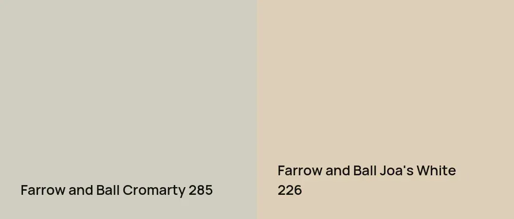 Farrow and Ball Cromarty 285 vs Farrow and Ball Joa's White 226