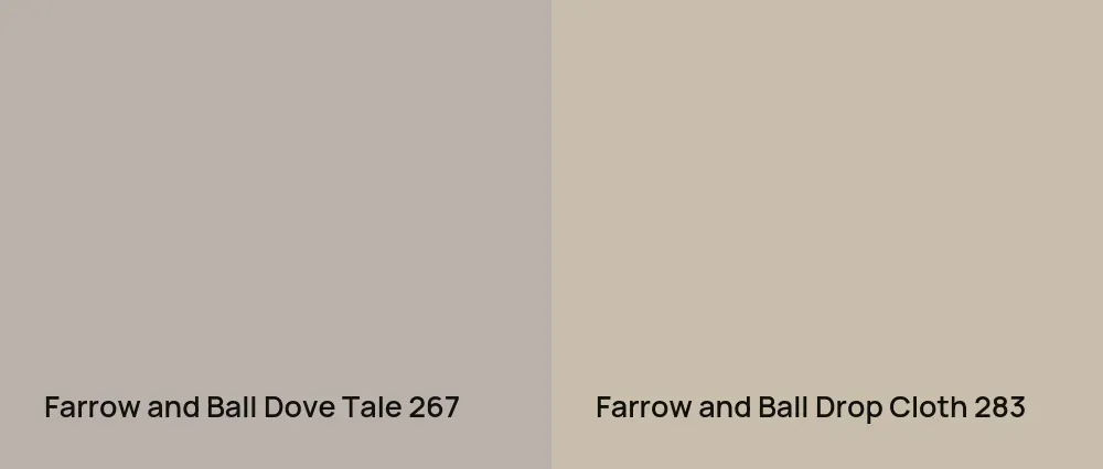 Farrow and Ball Dove Tale 267 vs Farrow and Ball Drop Cloth 283