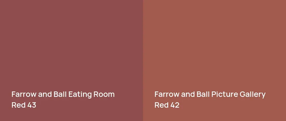Farrow and Ball Eating Room Red 43 vs Farrow and Ball Picture Gallery Red 42