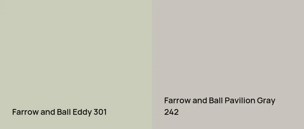 Farrow and Ball Eddy 301 vs Farrow and Ball Pavilion Gray 242