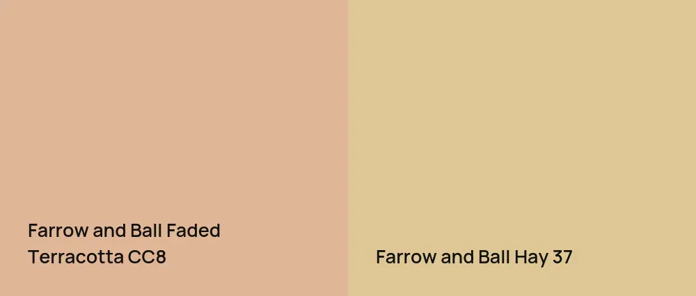 Farrow and Ball Faded Terracotta CC8 vs Farrow and Ball Hay 37