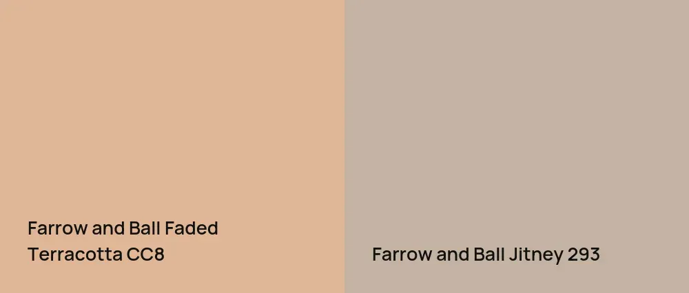 Farrow and Ball Faded Terracotta CC8 vs Farrow and Ball Jitney 293