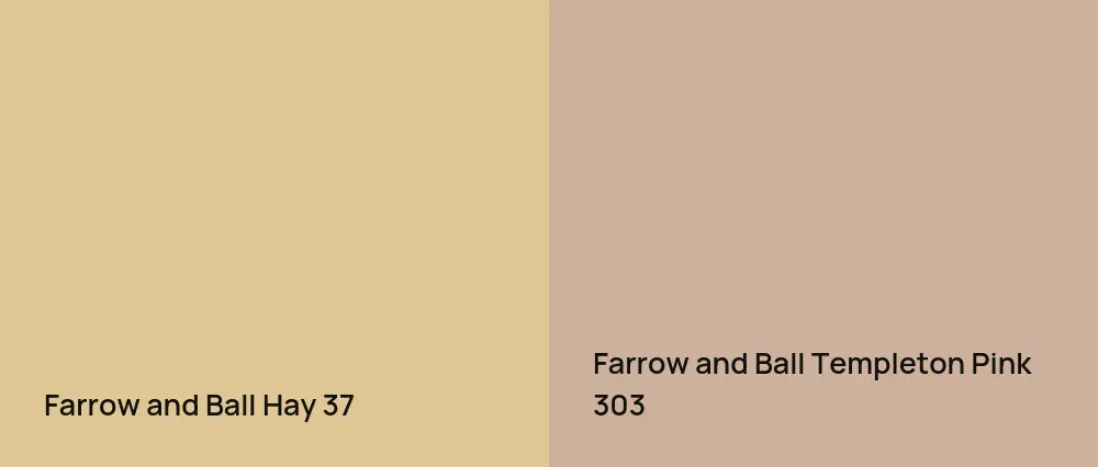 Farrow and Ball Hay 37 vs Farrow and Ball Templeton Pink 303