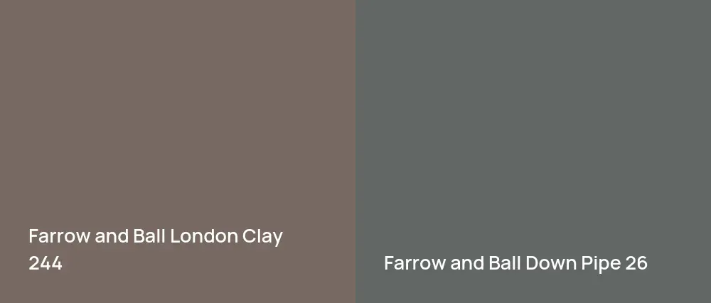 Farrow and Ball London Clay 244 vs Farrow and Ball Down Pipe 26