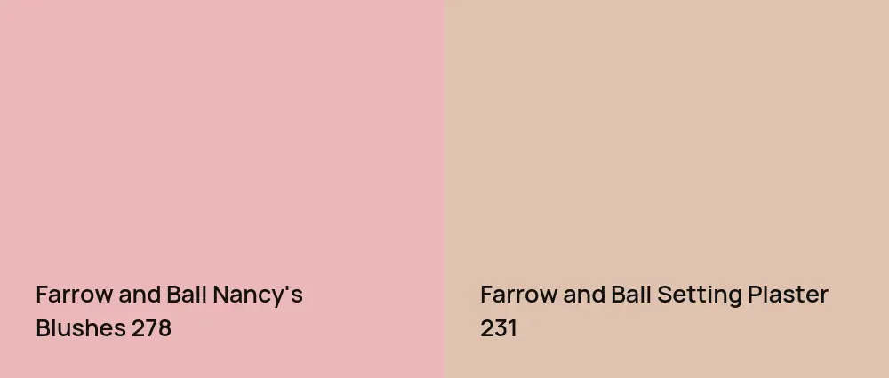 Farrow and Ball Nancy's Blushes 278 vs Farrow and Ball Setting Plaster 231