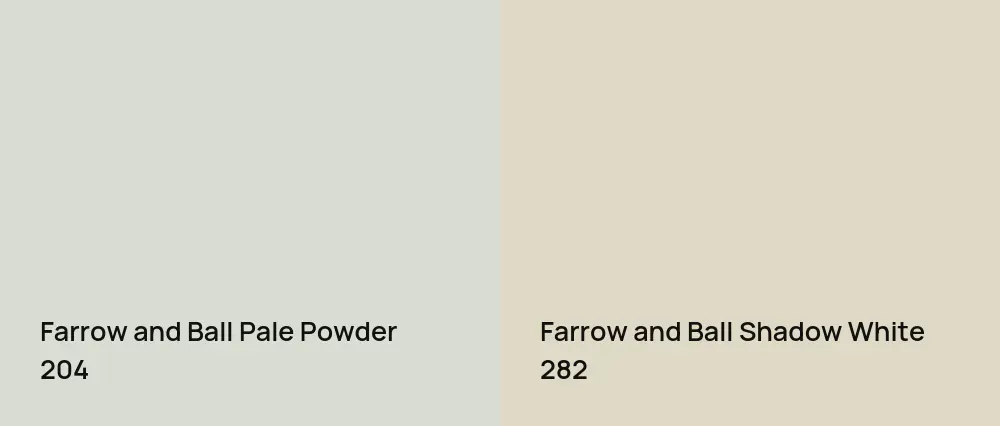 Farrow and Ball Pale Powder 204 vs Farrow and Ball Shadow White 282