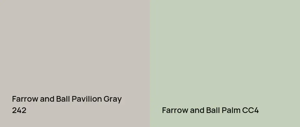 Farrow and Ball Pavilion Gray 242 vs Farrow and Ball Palm CC4
