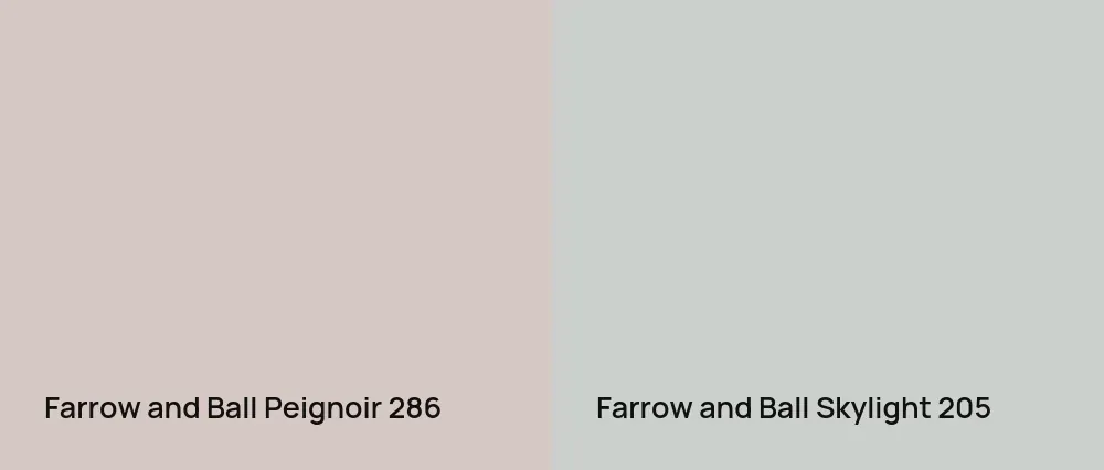 Farrow and Ball Peignoir 286 vs Farrow and Ball Skylight 205