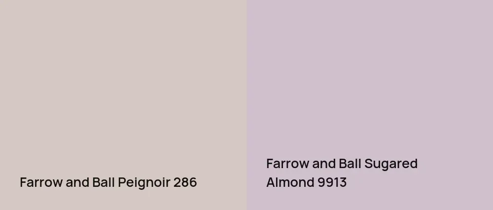 Farrow and Ball Peignoir 286 vs Farrow and Ball Sugared Almond 9913