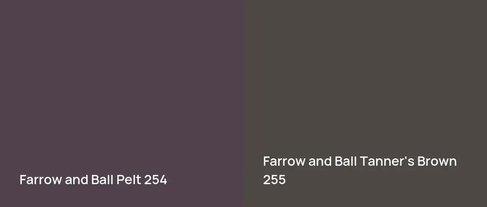Farrow and Ball Pelt 254 vs Farrow and Ball Tanner's Brown 255
