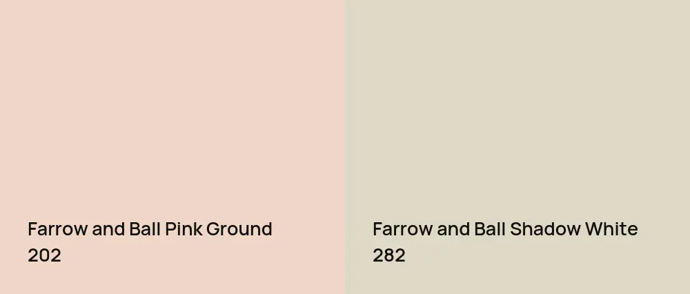 Farrow and Ball Pink Ground 202 vs Farrow and Ball Shadow White 282
