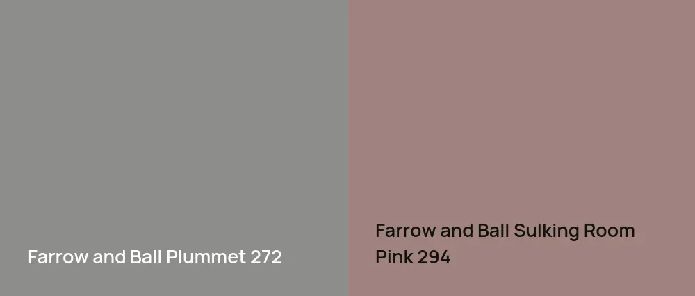 Farrow and Ball Plummet 272 vs Farrow and Ball Sulking Room Pink 294