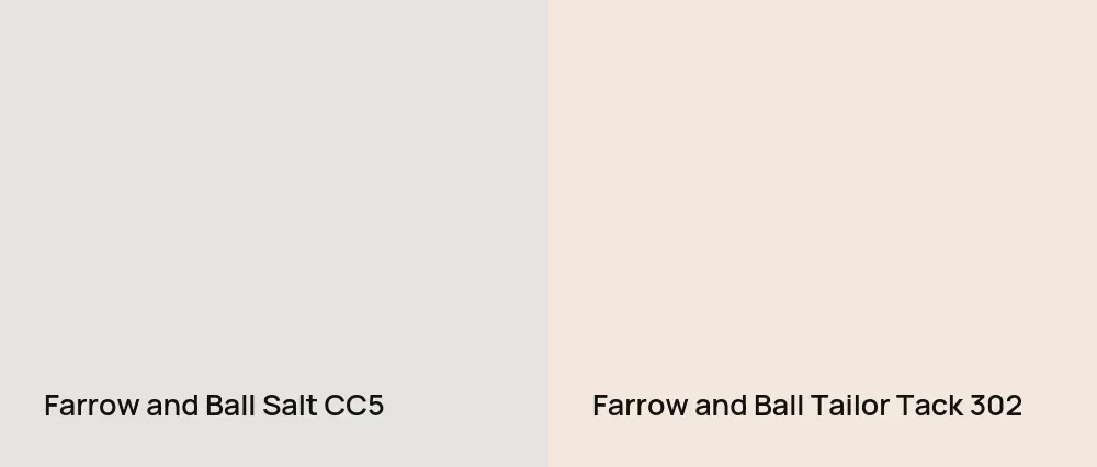 Farrow and Ball Salt CC5 vs Farrow and Ball Tailor Tack 302