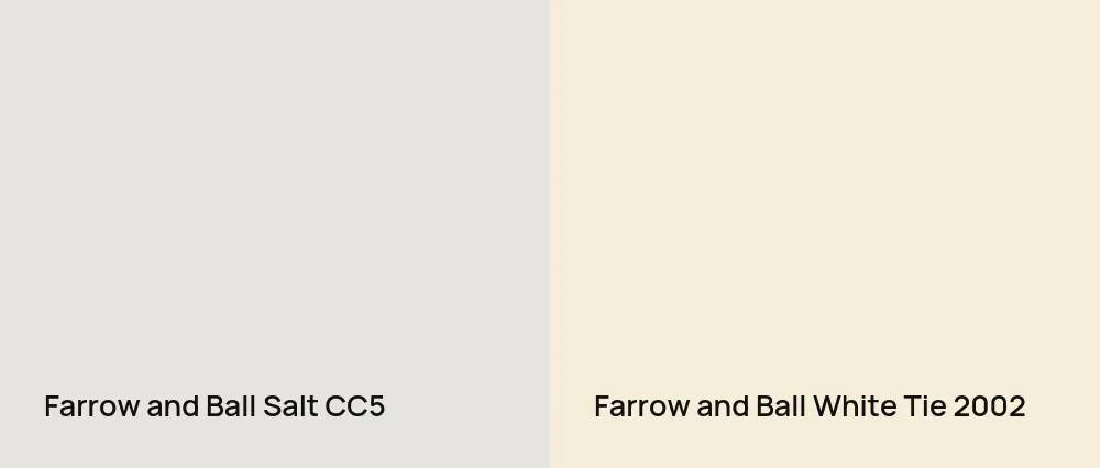 Farrow and Ball Salt CC5 vs Farrow and Ball White Tie 2002