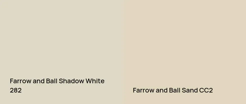 Farrow and Ball Shadow White 282 vs Farrow and Ball Sand CC2