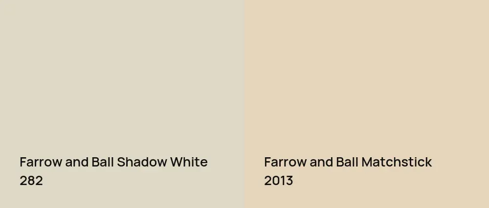 Farrow and Ball Shadow White 282 vs Farrow and Ball Matchstick 2013