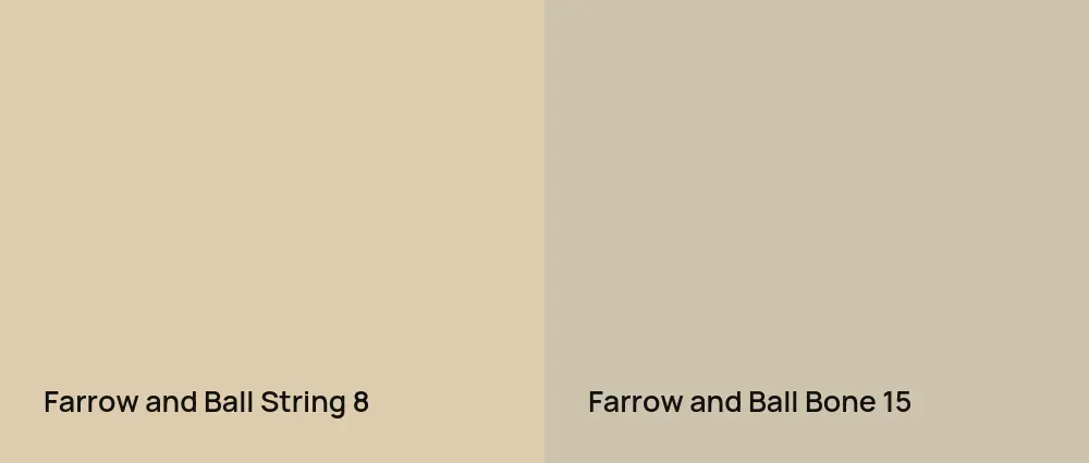 Farrow and Ball String 8 vs Farrow and Ball Bone 15