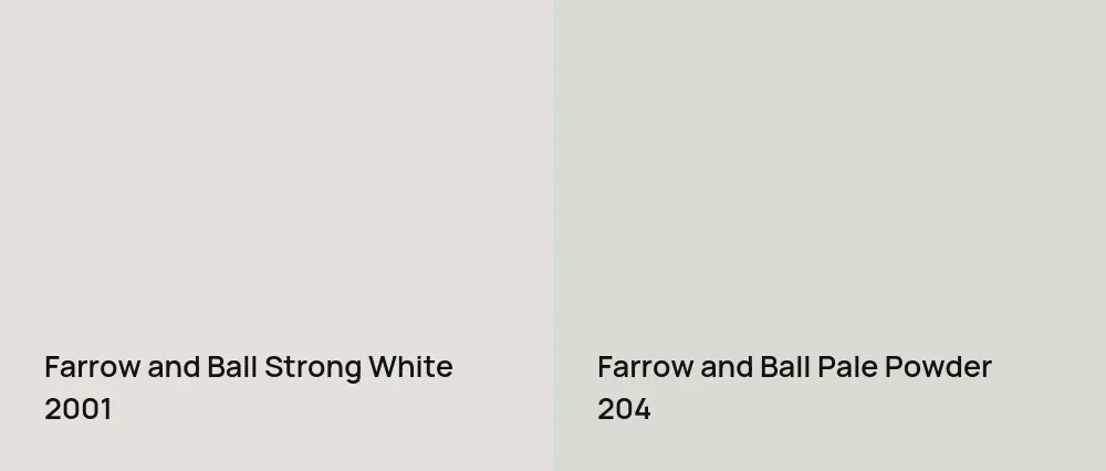 Farrow and Ball Strong White 2001 vs Farrow and Ball Pale Powder 204