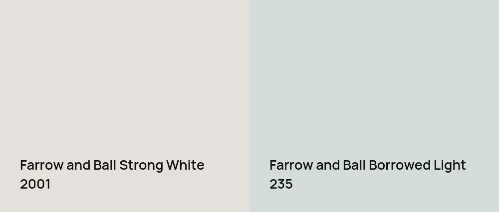 Farrow and Ball Strong White 2001 vs Farrow and Ball Borrowed Light 235