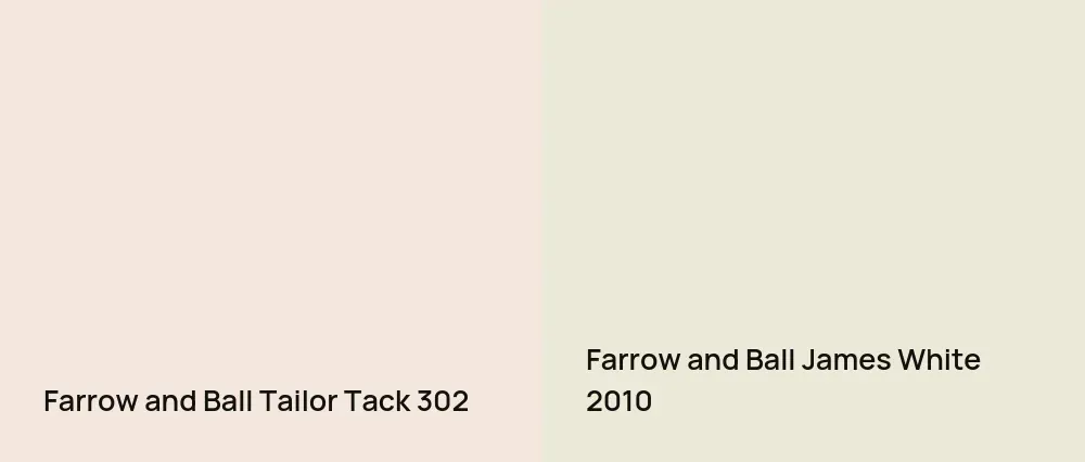 Farrow and Ball Tailor Tack 302 vs Farrow and Ball James White 2010