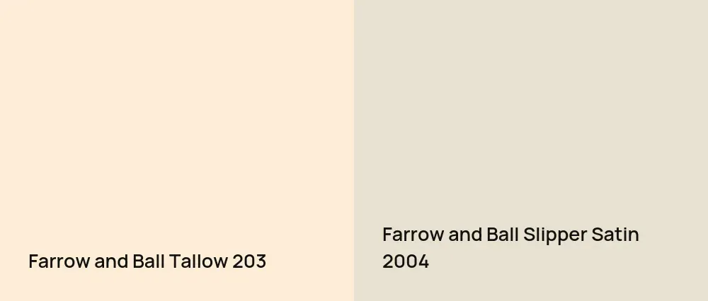Farrow and Ball Tallow 203 vs Farrow and Ball Slipper Satin 2004