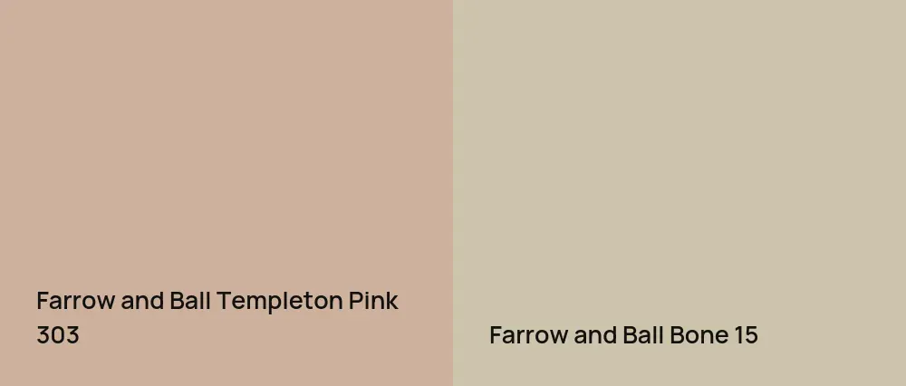 Farrow and Ball Templeton Pink 303 vs Farrow and Ball Bone 15