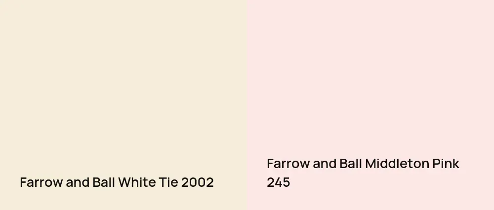 Farrow and Ball White Tie 2002 vs Farrow and Ball Middleton Pink 245