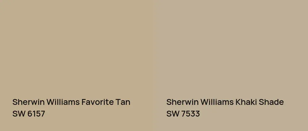 Sherwin Williams Favorite Tan SW 6157 vs Sherwin Williams Khaki Shade SW 7533